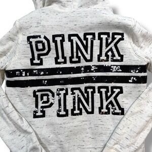 Vintage Victoria's‎ Secret PINK Hoodie Full Zip Fur Lined Jacket Sequin Large